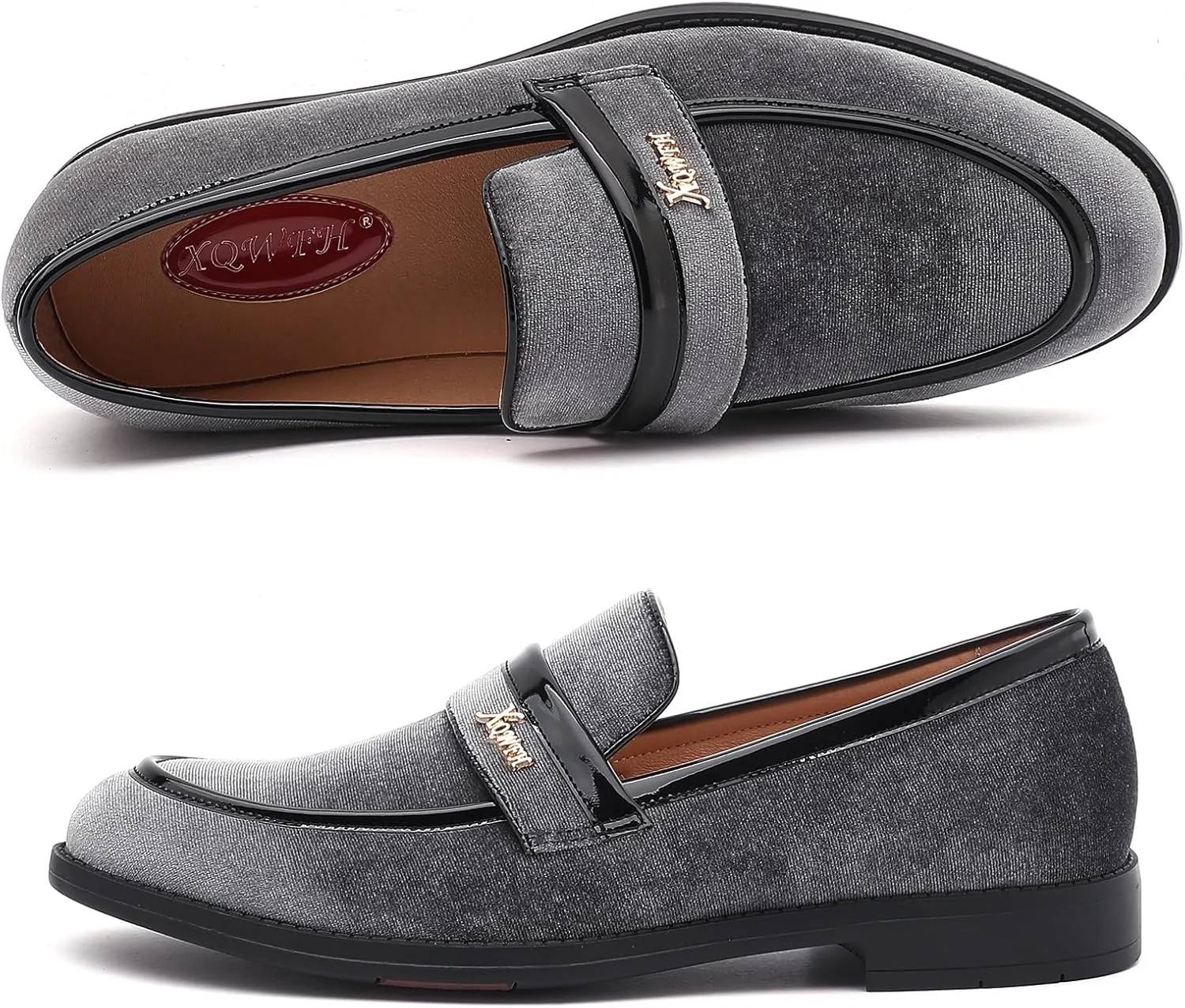 Mens Velvet Loafers, Men's Fashion Mens Dress Shoes Classic Loafers for Wedding Party Penny Dancing,Slip-On Flats Smoking Slippers Prom