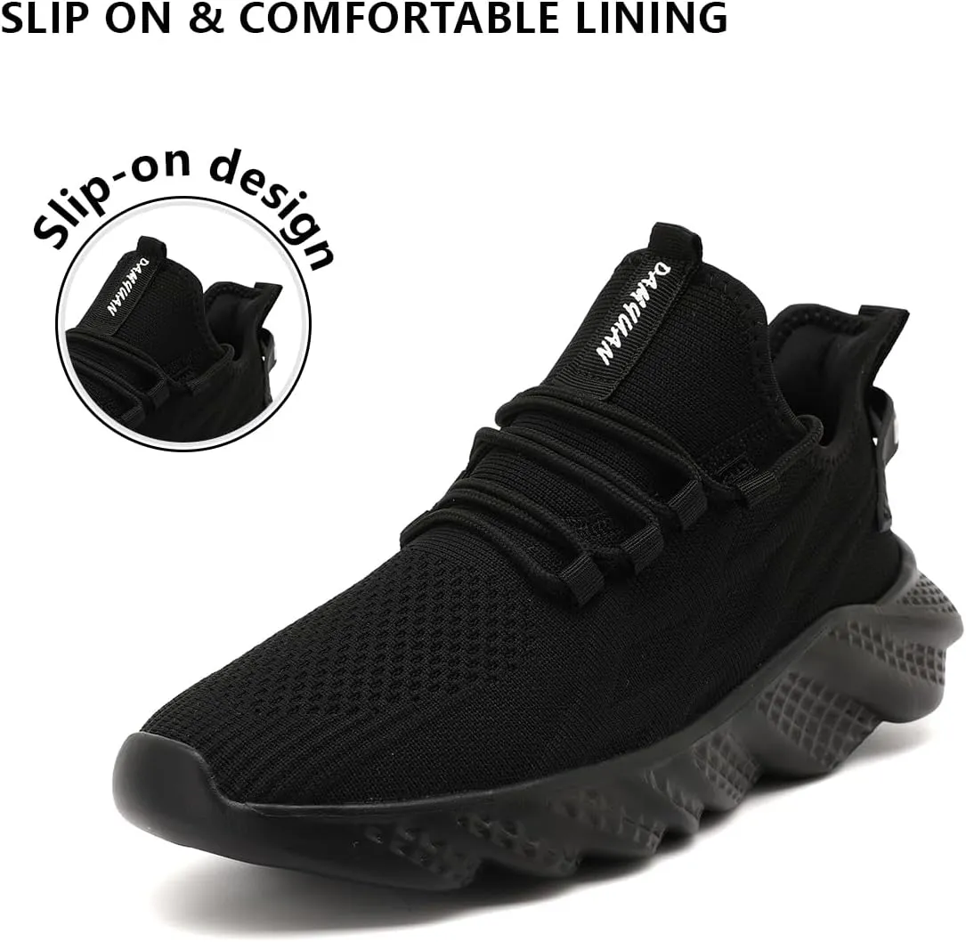 Mens Walking Shoes Running Trainers Sneakes Athletic Gym Fitness Sport Shoes Non Slip Breathable Mesh Comfortable Workout Fashion Slip On