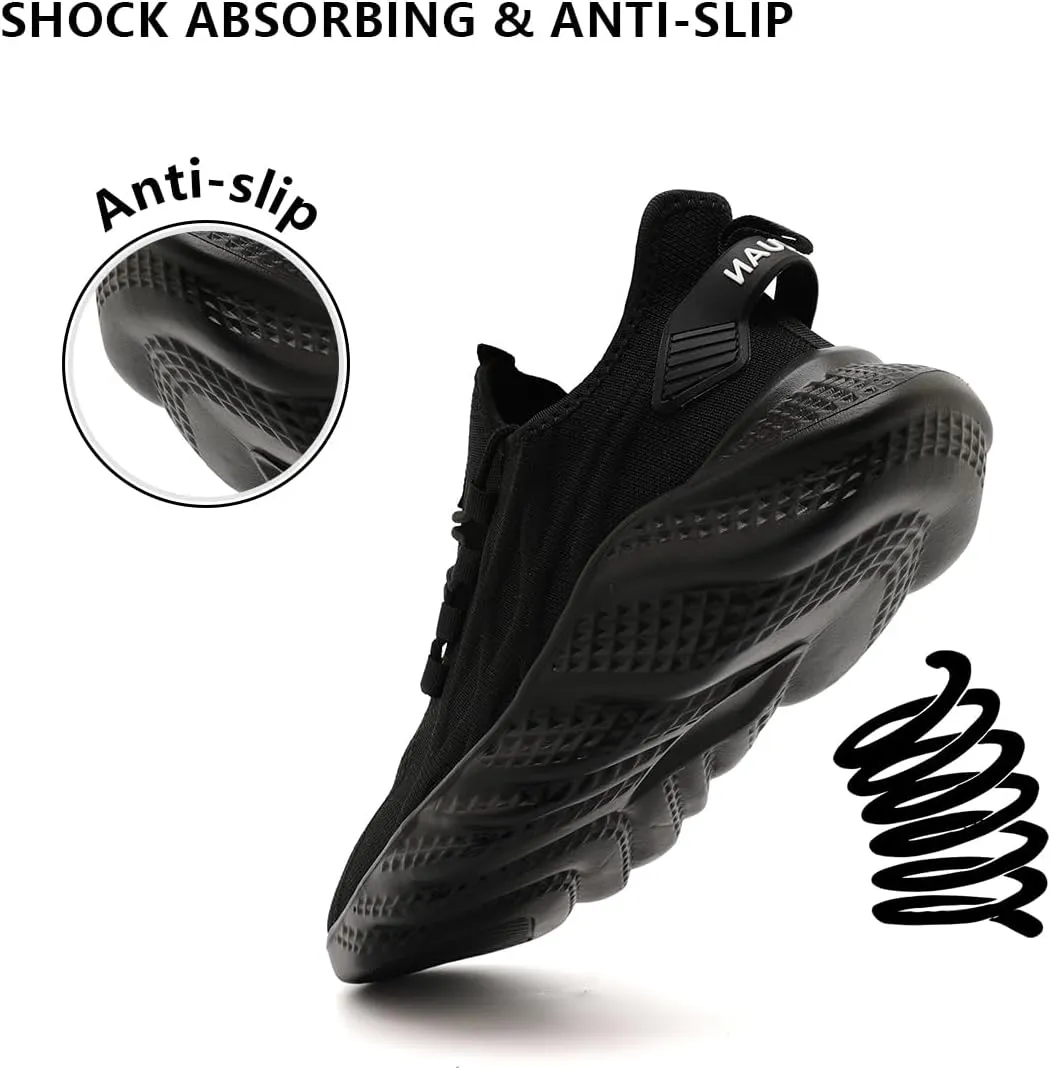 Mens Walking Shoes Running Trainers Sneakes Athletic Gym Fitness Sport Shoes Non Slip Breathable Mesh Comfortable Workout Fashion Slip On