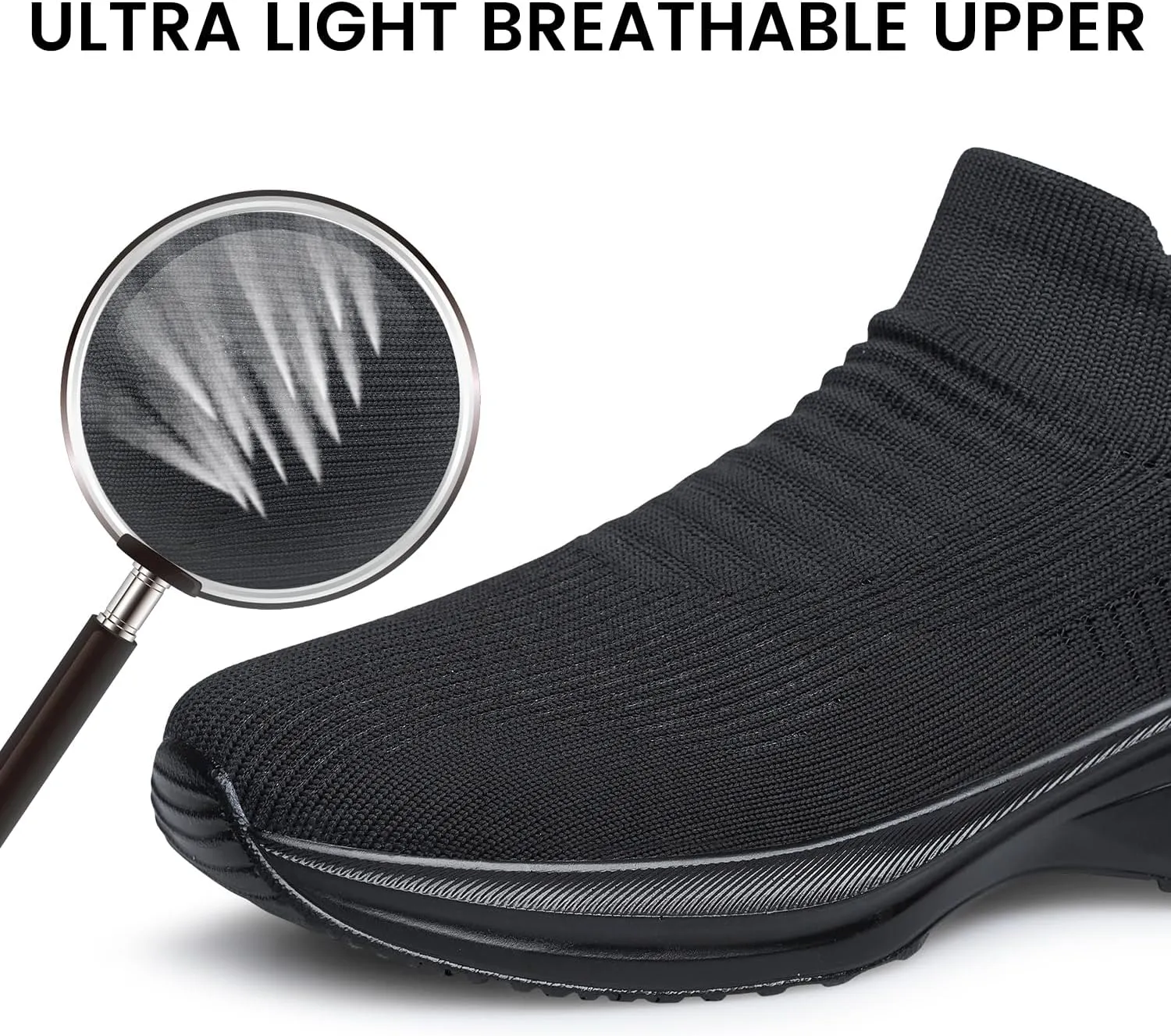 Mens Walking Shoes Sock Casual Fashion Sneakers Comfortable Slip On Air Cushion Workout Athletic Gym Running Shoes