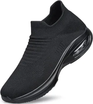 Mens Walking Shoes Sock Casual Fashion Sneakers Comfortable Slip On Air Cushion Workout Athletic Gym Running Shoes
