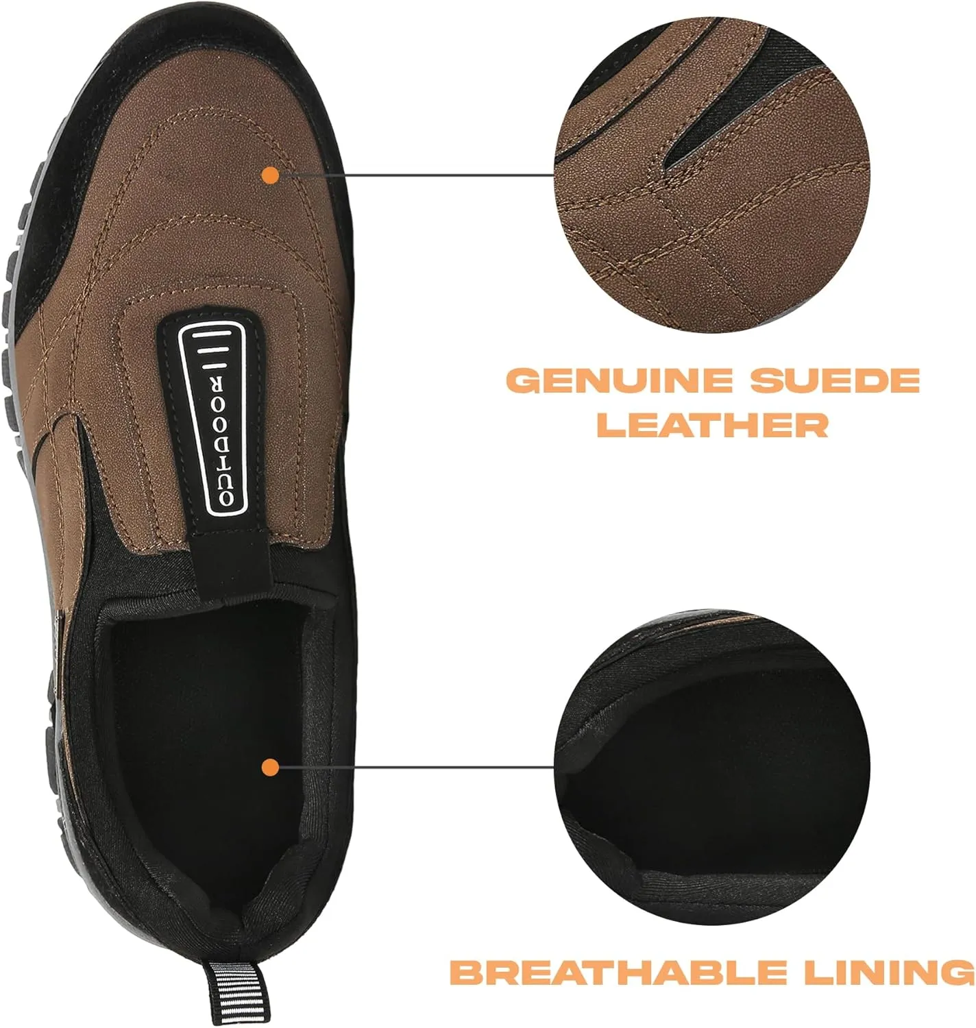 Men's Waterproof Hiking Shoes Comfortable Orthopedic Walking Shoes Slip on Outdoor Sneakers