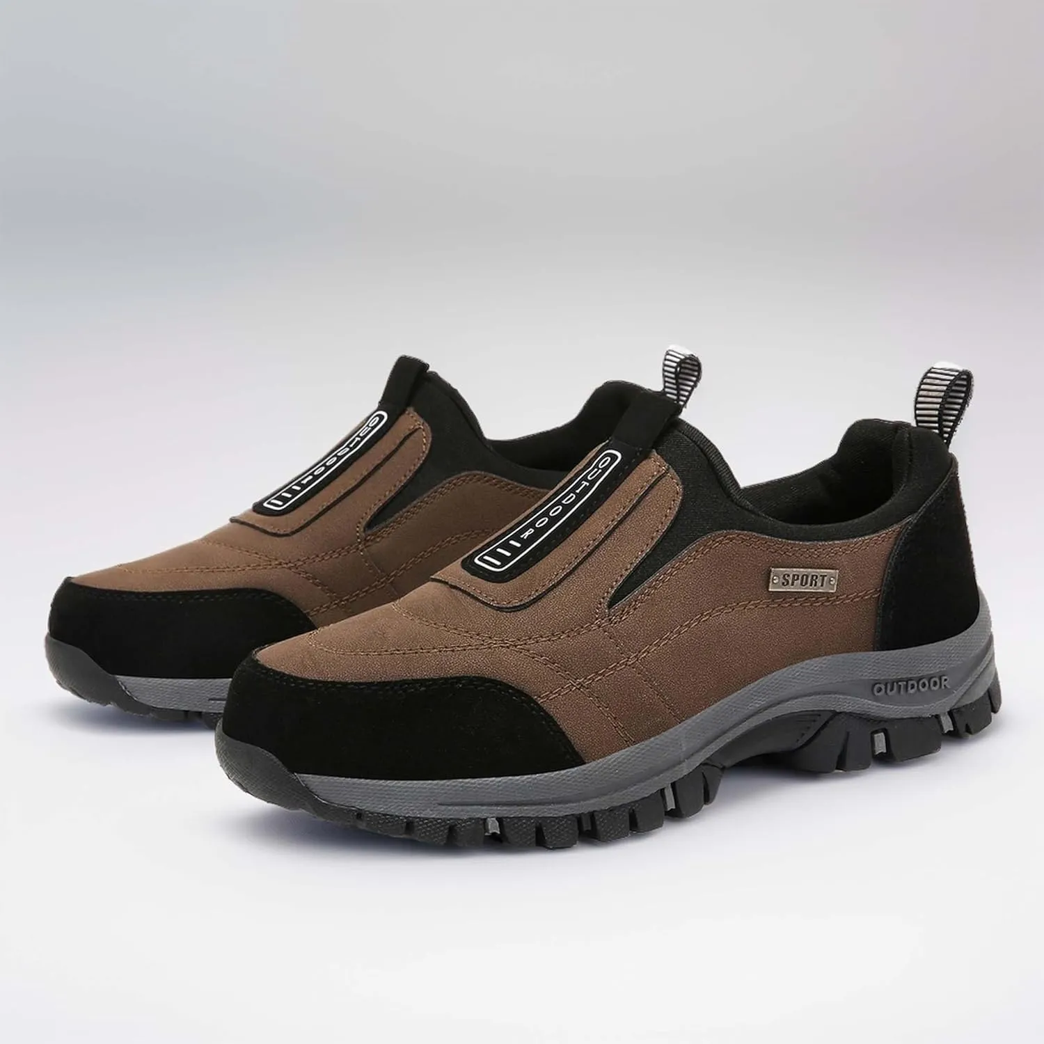 Men's Waterproof Hiking Shoes Comfortable Orthopedic Walking Shoes Slip on Outdoor Sneakers