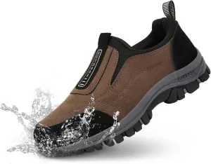 Men's Waterproof Hiking Shoes Comfortable Orthopedic Walking Shoes Slip on Outdoor Sneakers
