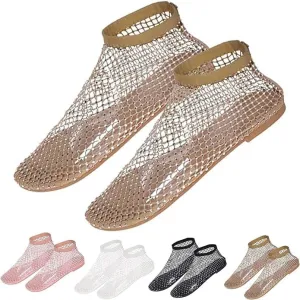 Mesh Flats for Women Ultra Comfortable Shiny Gem Mesh Flats Shiny Stylish Flats Sparkle Shoes Sandals
