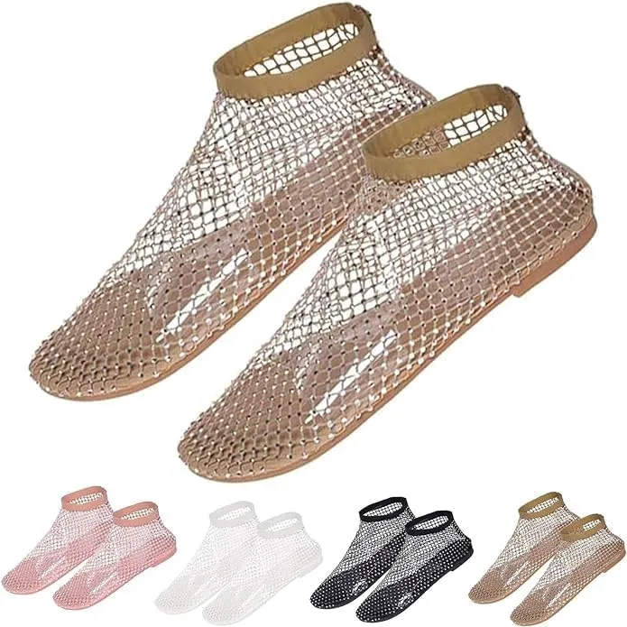 Mesh Flats for Women Ultra Comfortable Shiny Gem Mesh Flats Shiny Stylish Flats Sparkle Shoes Sandals
