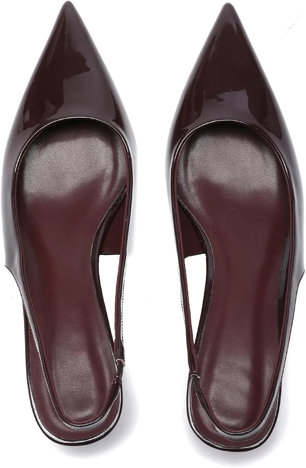 Metallic Heel Slingback Kitten Heels for Women Slip On Pointed Toe Pumps Comfortable Casual Dress Work Shoes