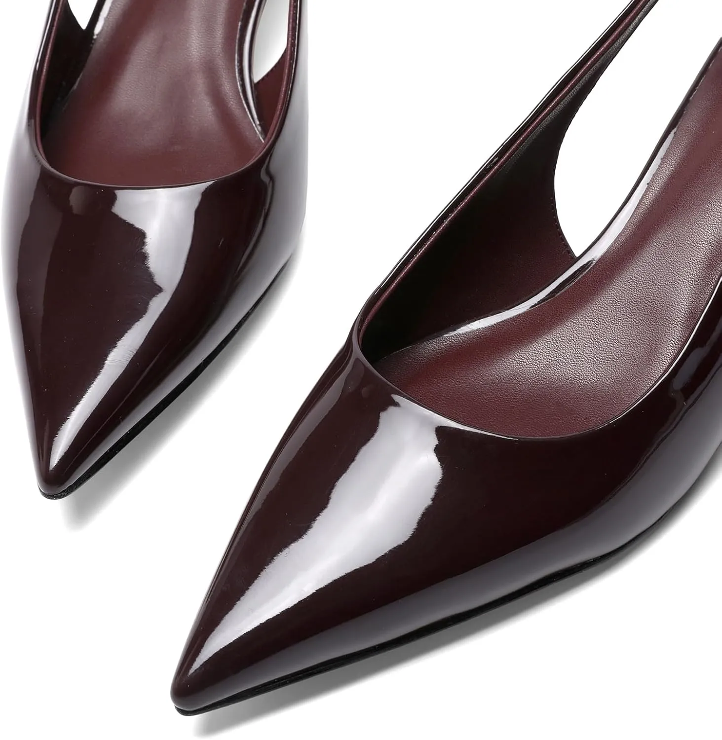 Metallic Heel Slingback Kitten Heels for Women Slip On Pointed Toe Pumps Comfortable Casual Dress Work Shoes