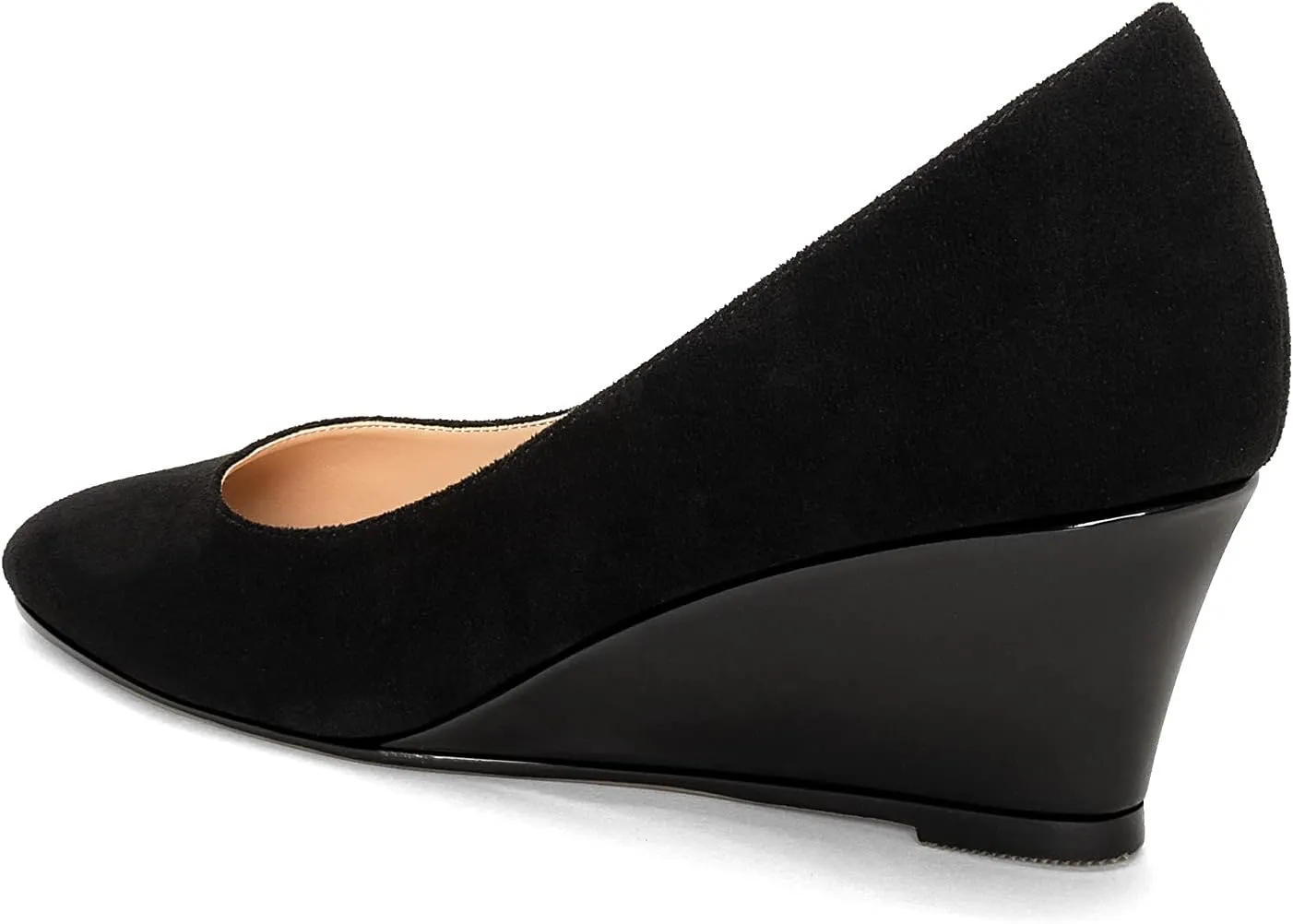Mettesally Women's Classic Wedge Heel Pumps Pointed Toe Slip On Mid Heels Comfortable Wedding Office Dress Shoes