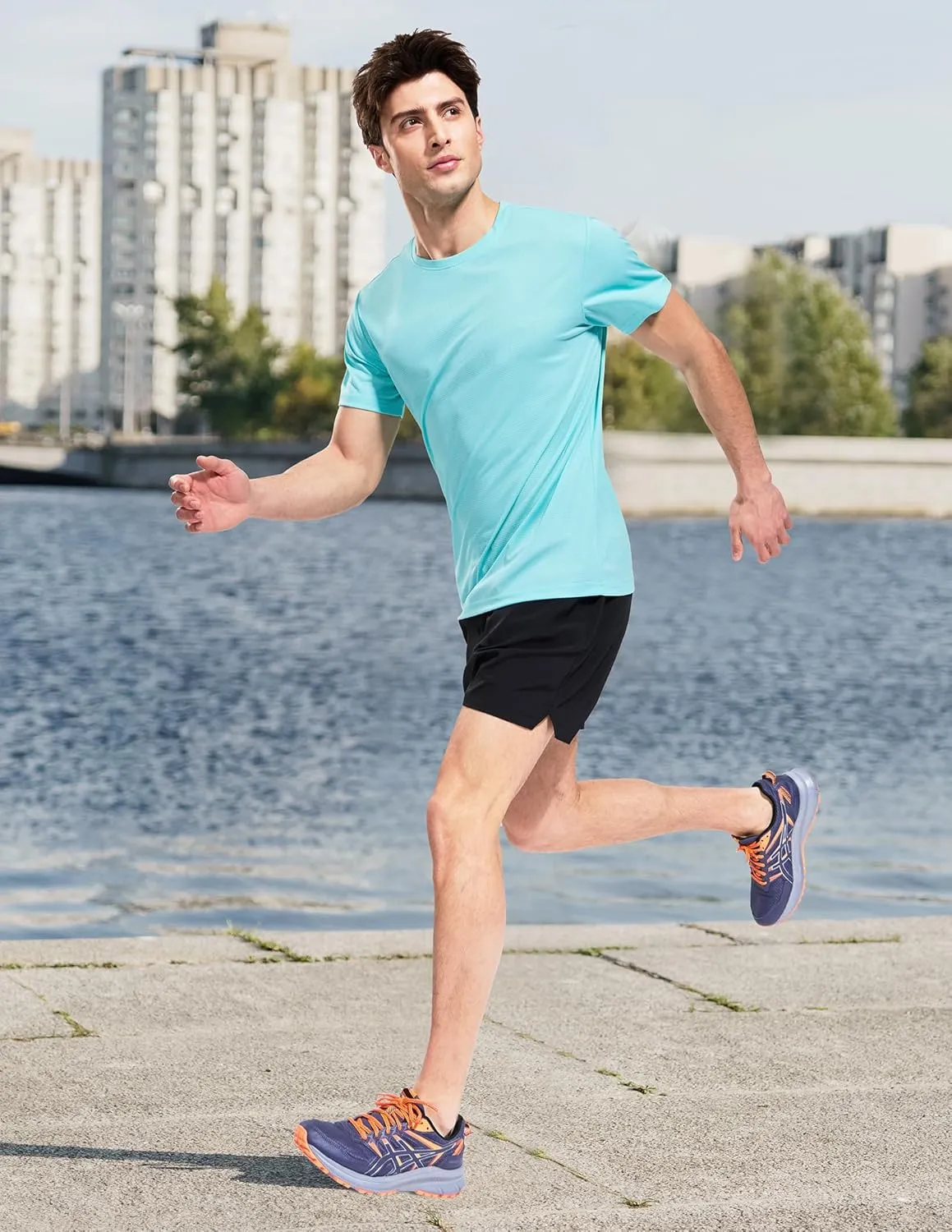 MIER Mens Dry Fit Workout T-Shirts Athletic Running Tshirt Short Sleeve Lightweight Airy Gym Sport Tee Shirt, Crew Neck