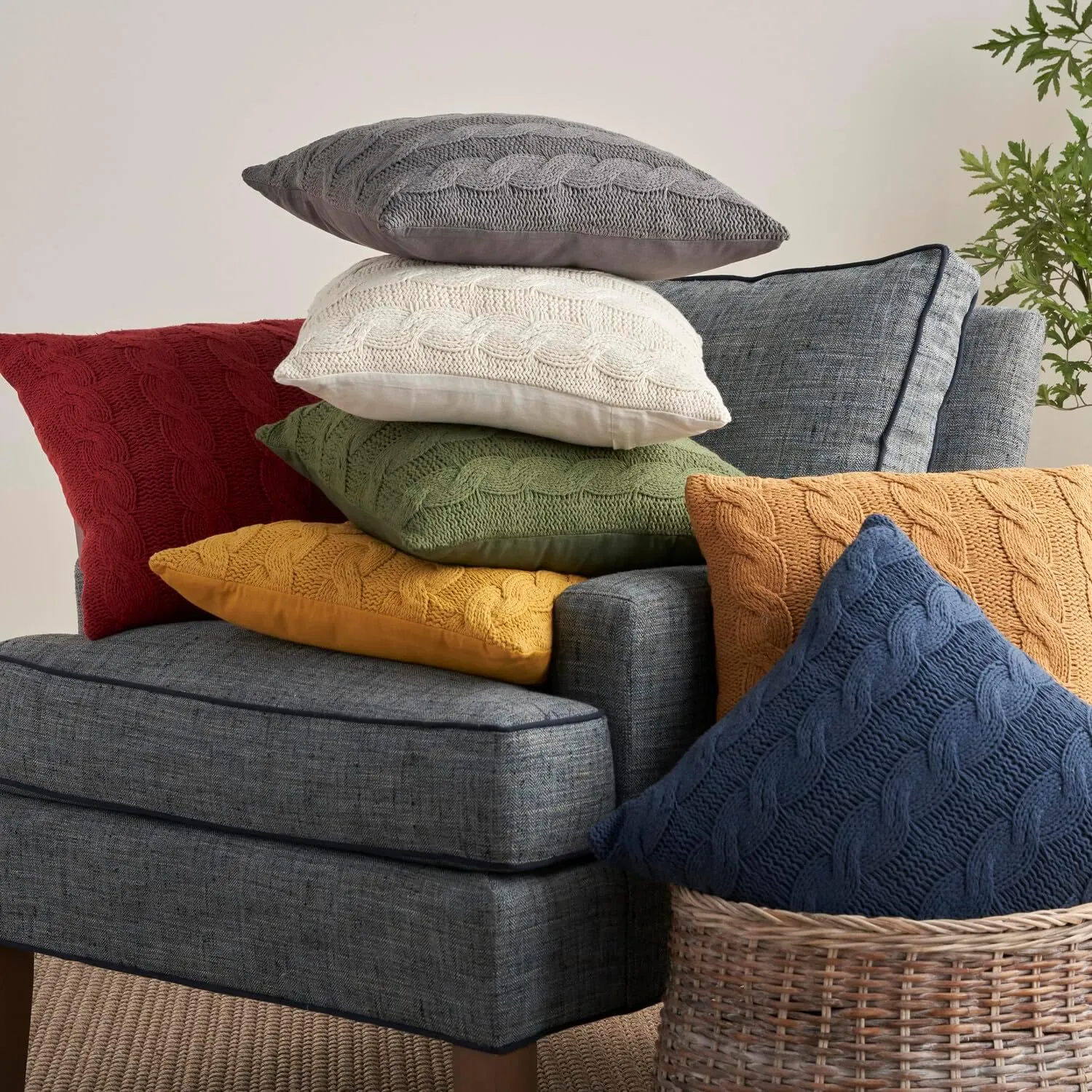 Mina Victory Lifestyle Throw Pillow, 18" x 18" Set of 2, Navy