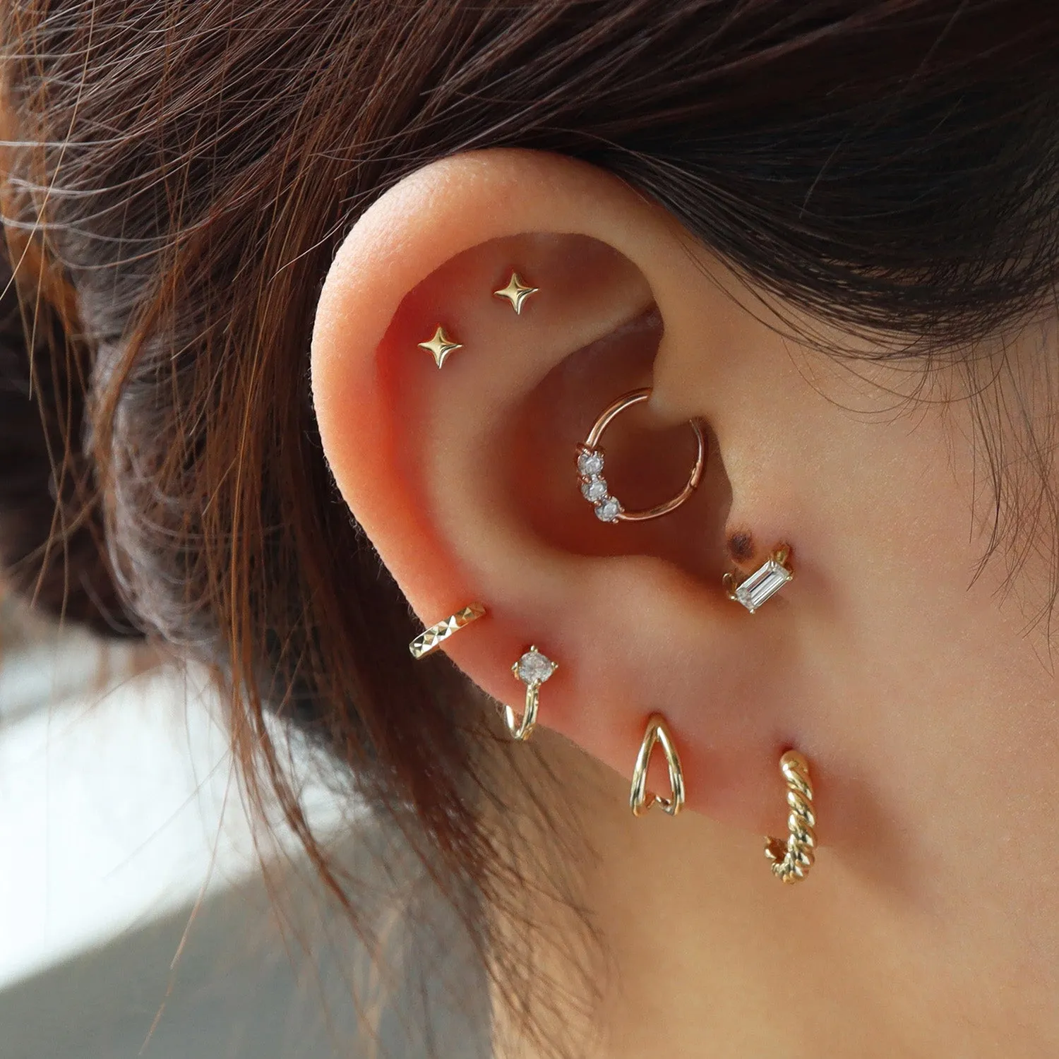Mini Sparkle Star Stud Flat-Back Earring- 14K Gold