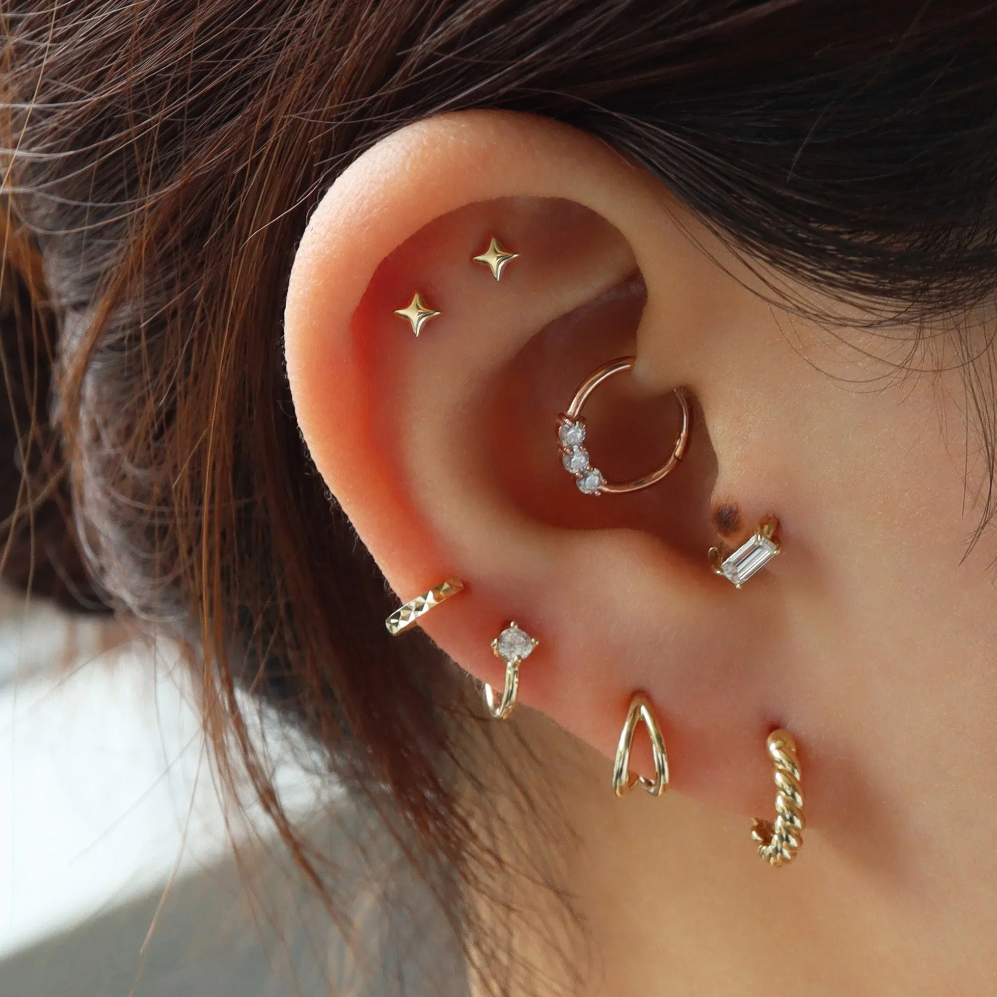 Mini Sparkle Star Stud Flat-Back Earring- 14K Gold