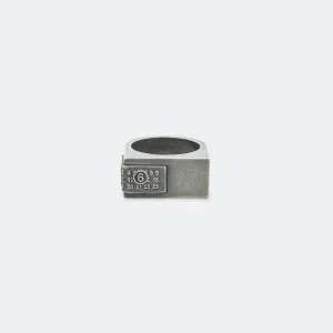 Minimal Logo 4mm Flat Ring - Silver Toned Brass