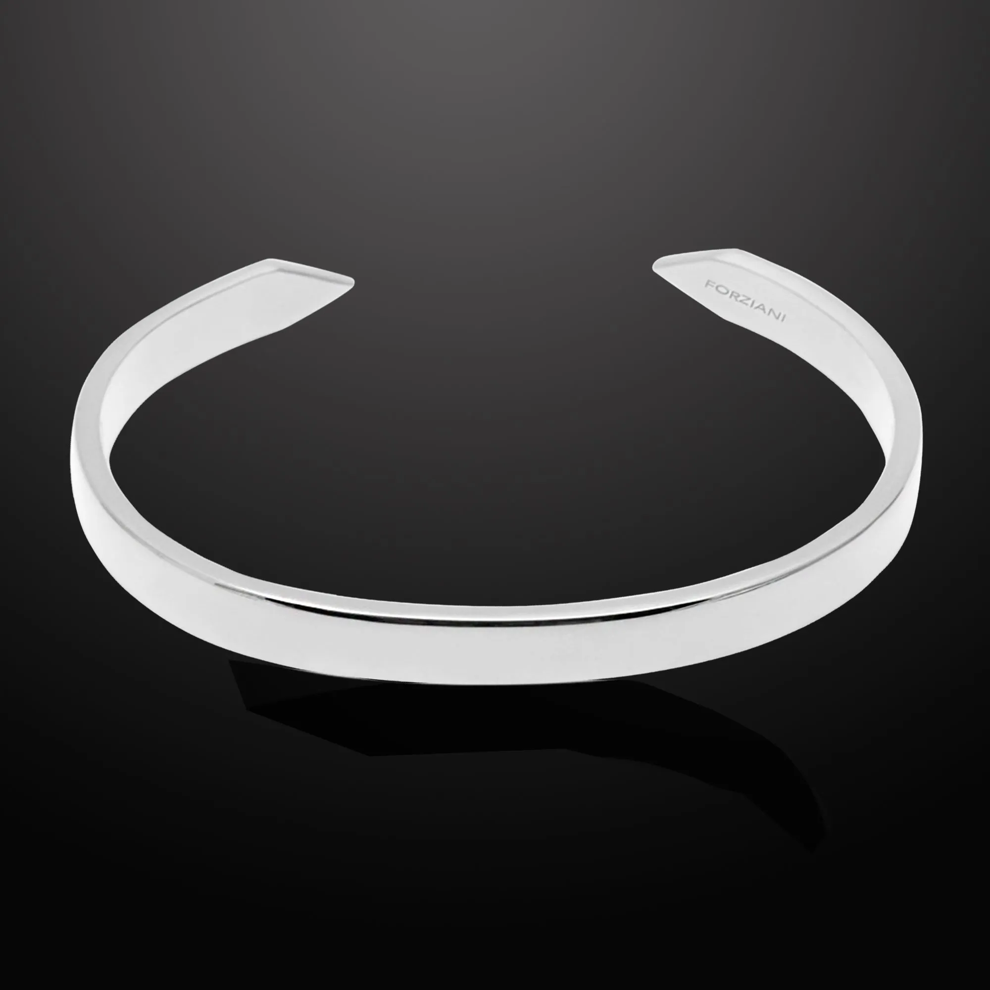 Minimal Men's Flat Cuff Bracelet Silver