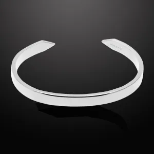 Minimal Men's Flat Cuff Bracelet Silver