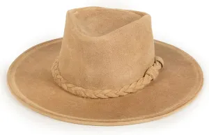 Minnetonka Outback Hat-Flat Brimmed Cowboy Hat for Men and Women Made with Distressed Leather, Hidden Steel Wire in Brim.