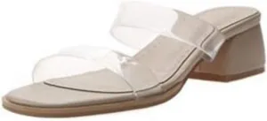MIOKE Women's Clear Low Block Heel Slide Sandals Transparent Open Toe Comfort Chunky Heeled Mules Sandal