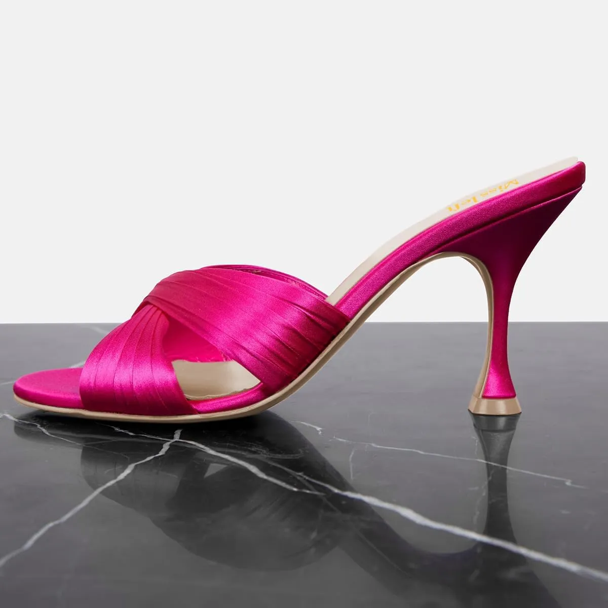 miss left Women Crisscross Straps Open Round Toe Mules Sandals Slip On High Slim Heel Slippers Comfy Shopping Walking Shoes Size 4-16 US
