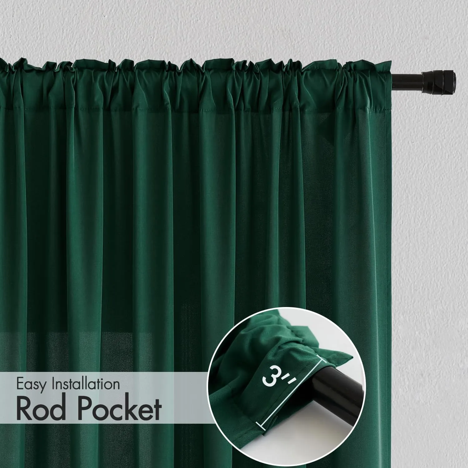 MIULEE Hunter Green Privacy Sheer Curtains That Let Light in 84 Inches Long Non-See-Through Semi Sheer Curtain Light Filtering Window Curtains Christmas Drapes for Living Room Bedroom 2 Panels Set
