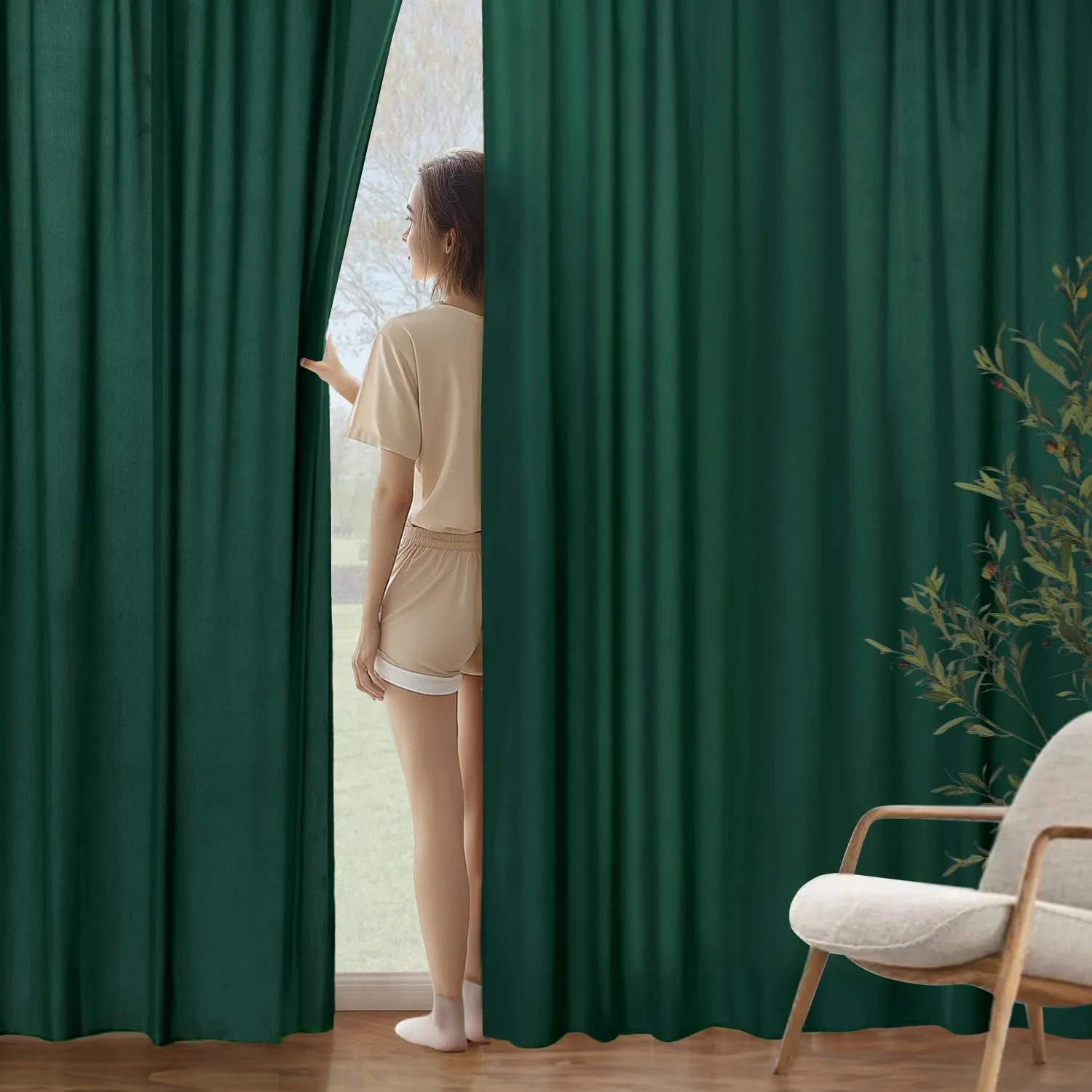 MIULEE Hunter Green Privacy Sheer Curtains That Let Light in 84 Inches Long Non-See-Through Semi Sheer Curtain Light Filtering Window Curtains Christmas Drapes for Living Room Bedroom 2 Panels Set