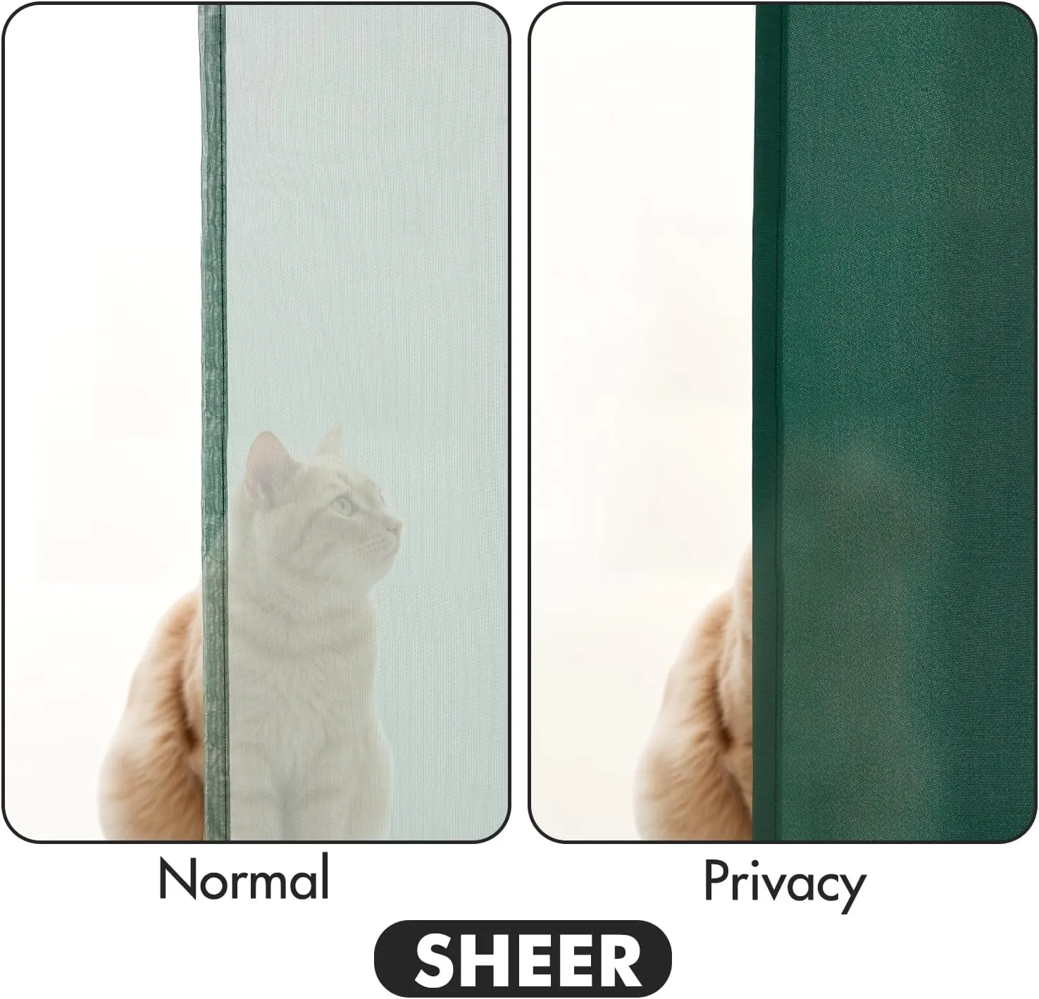 MIULEE Hunter Green Privacy Sheer Curtains That Let Light in 84 Inches Long Non-See-Through Semi Sheer Curtain Light Filtering Window Curtains Christmas Drapes for Living Room Bedroom 2 Panels Set
