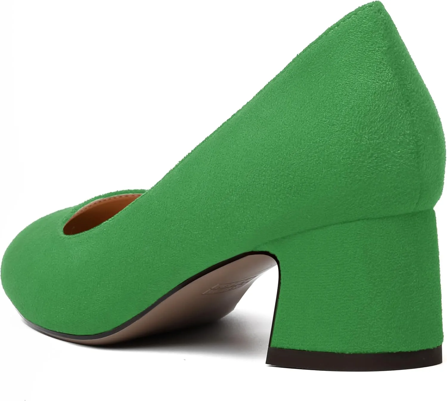 MODENCOCO Womens Suede Slip On Comfortable Formal Round Toe Office Chunky Low Heel Pumps Dress Shoes 2 Inch