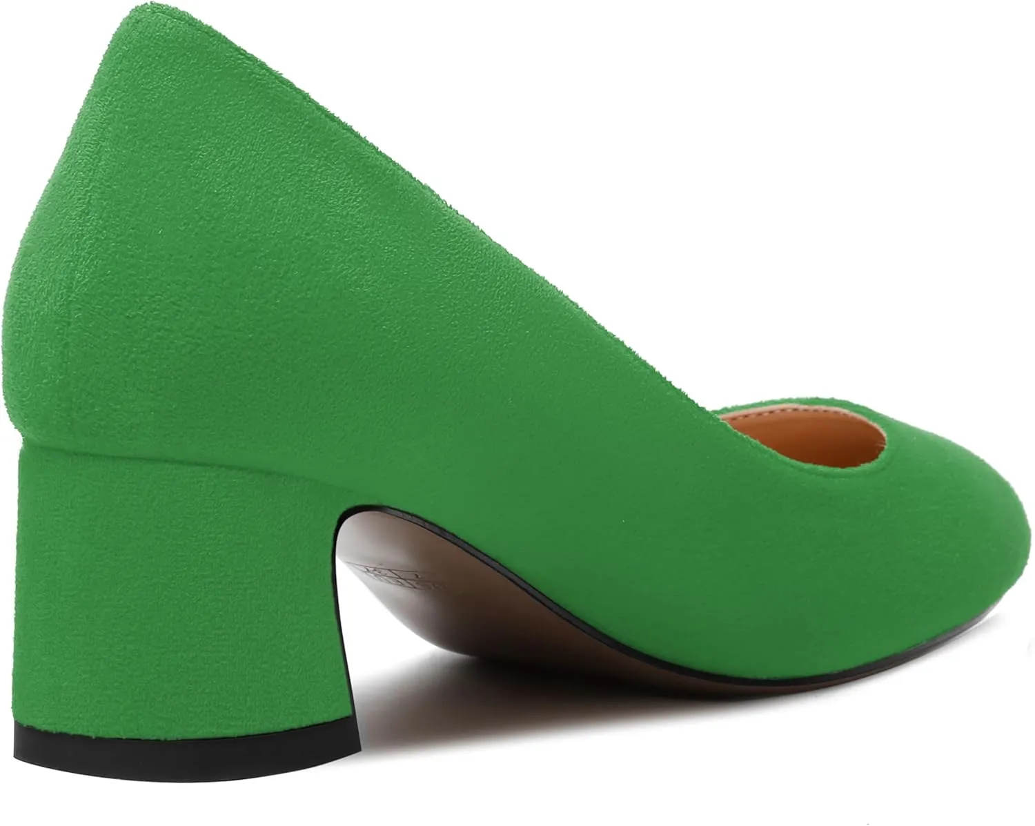 MODENCOCO Womens Suede Slip On Comfortable Formal Round Toe Office Chunky Low Heel Pumps Dress Shoes 2 Inch