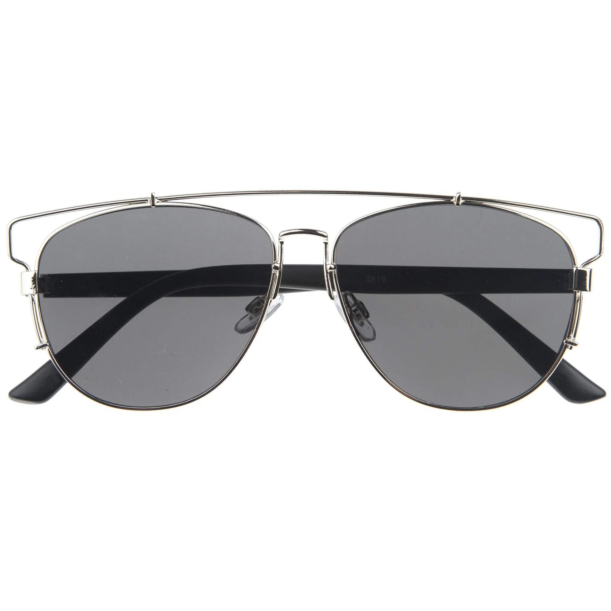 Modern Fashion Panto Flat Front Metal Aviator Sunglasses