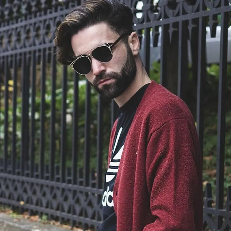Modern Fashion Panto Flat Front Metal Aviator Sunglasses