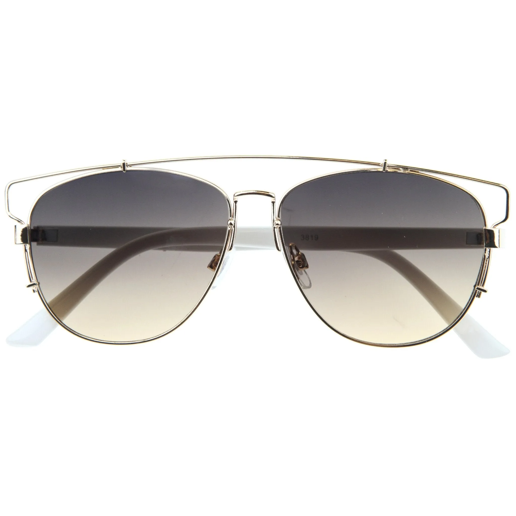 Modern Fashion Panto Flat Front Metal Aviator Sunglasses