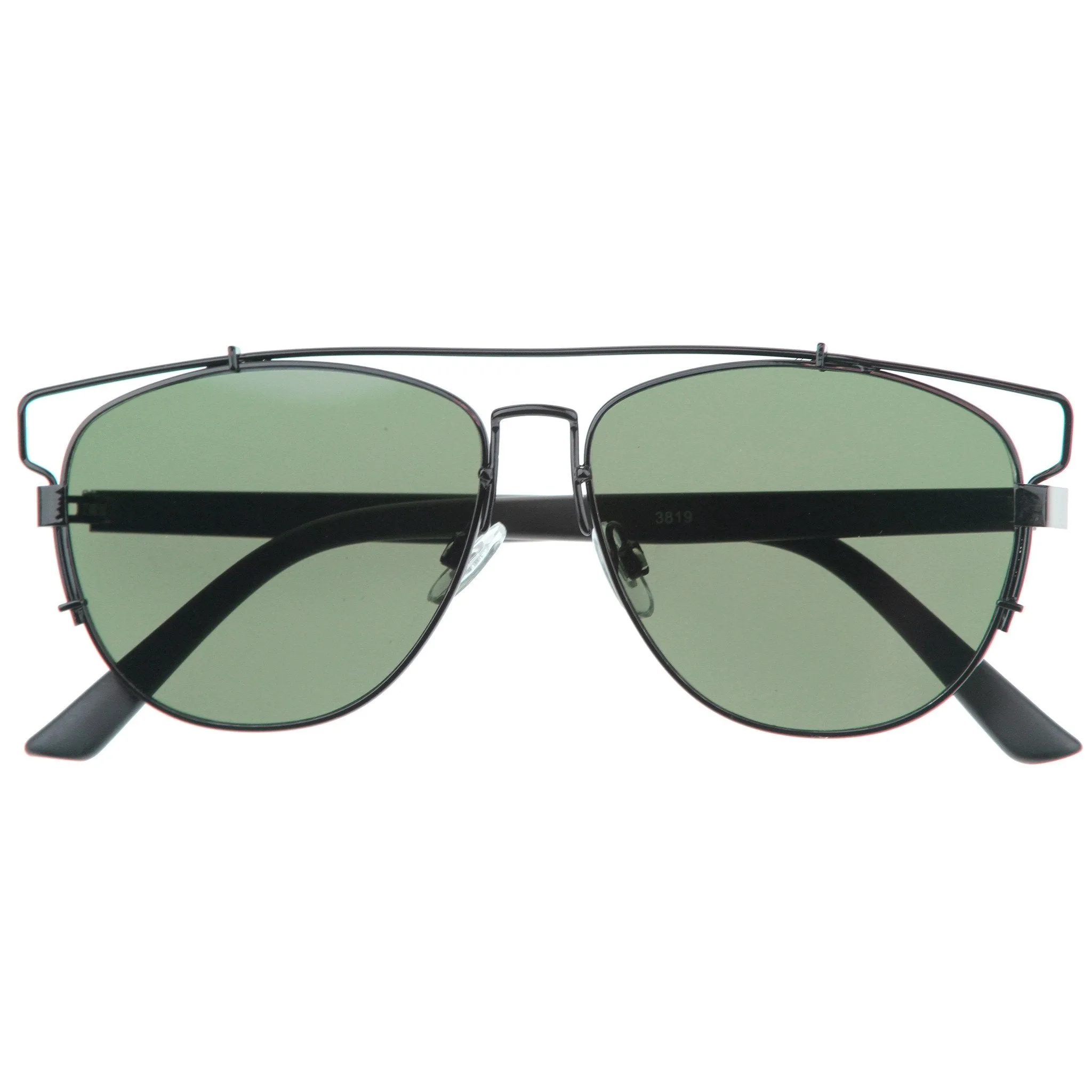 Modern Fashion Panto Flat Front Metal Aviator Sunglasses
