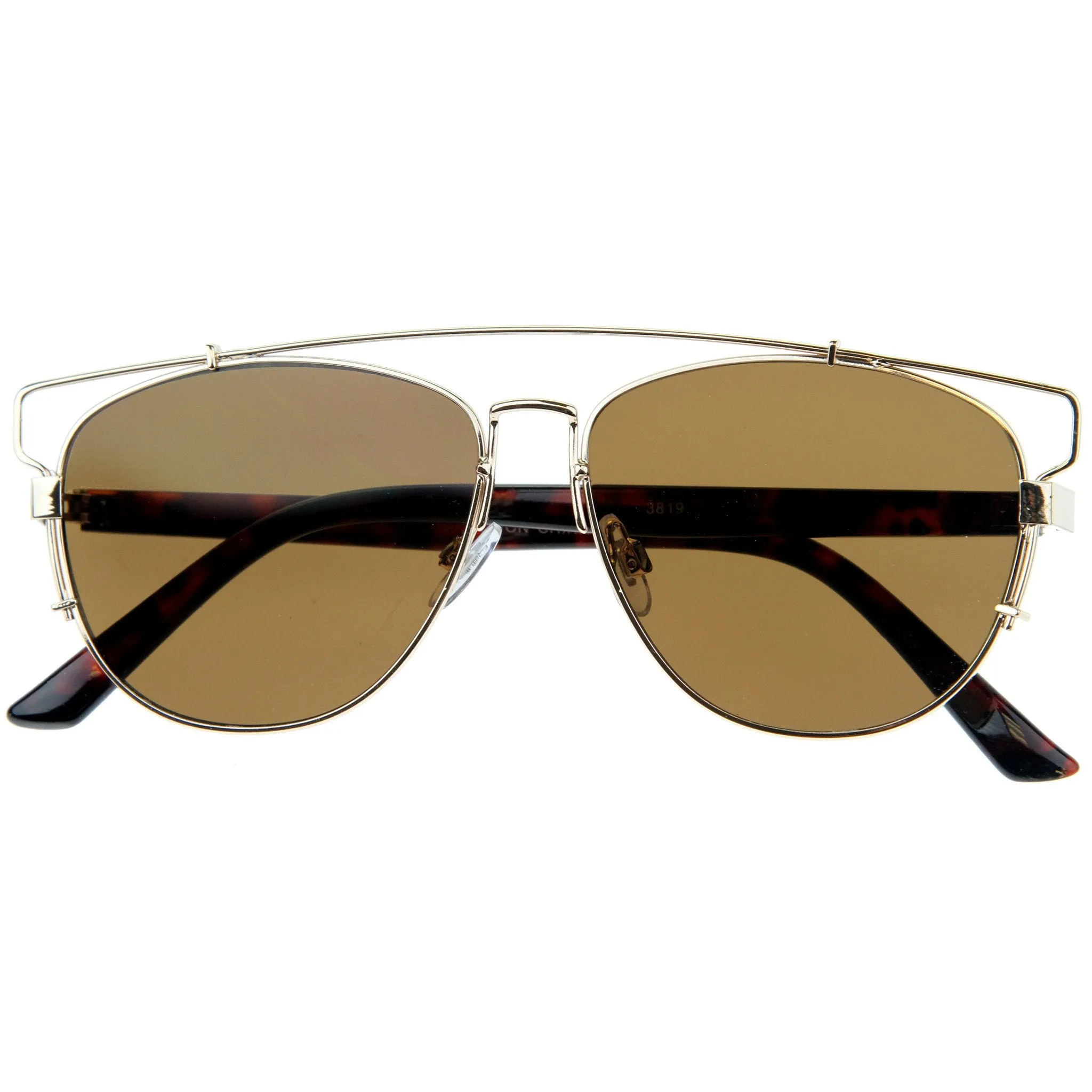Modern Fashion Panto Flat Front Metal Aviator Sunglasses