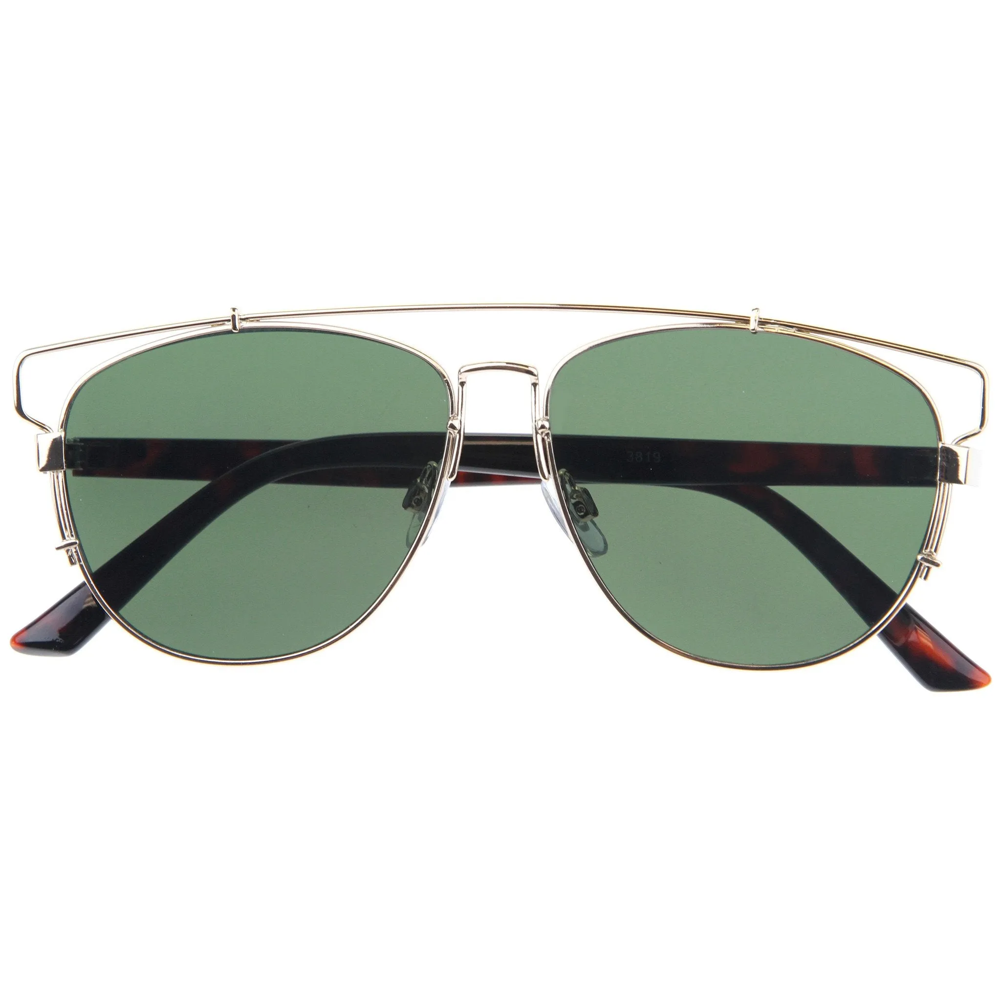 Modern Fashion Panto Flat Front Metal Aviator Sunglasses