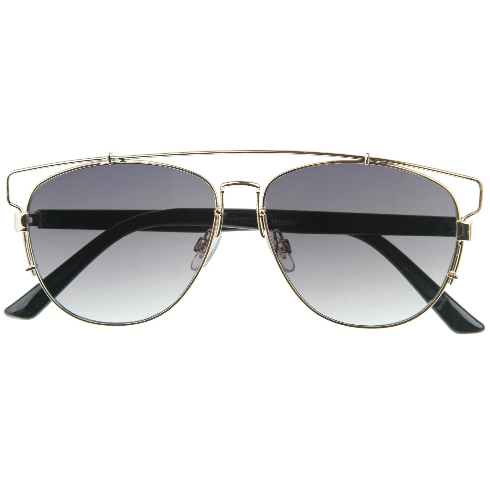 Modern Fashion Panto Flat Front Metal Aviator Sunglasses