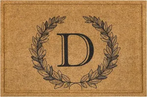 Mohawk Home Entryway Door Mat Laurel Monogram Letter D 2' x 3' Faux Coir Doormat All Weather Outdoor Non Slip Recycled Rubber
