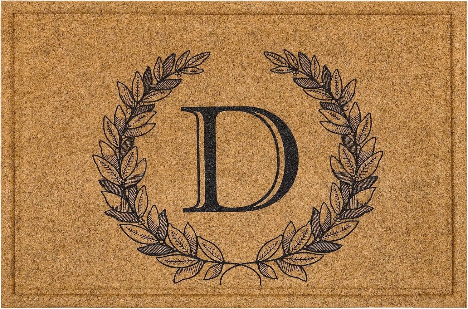 Mohawk Home Entryway Door Mat Laurel Monogram Letter D 2' x 3' Faux Coir Doormat All Weather Outdoor Non Slip Recycled Rubber