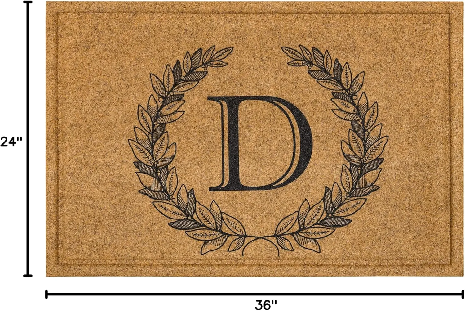 Mohawk Home Entryway Door Mat Laurel Monogram Letter D 2' x 3' Faux Coir Doormat All Weather Outdoor Non Slip Recycled Rubber
