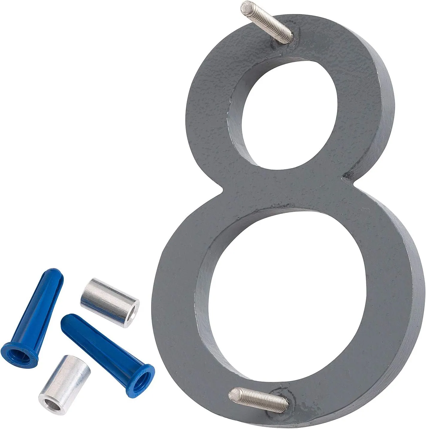 Montague Metal Products MHN-12-F-GY2-8 Solid Brushed Aluminum Modern Floating Address House Numbers, 12", Satin Nickel Powder Coated Gray Two-Tone
