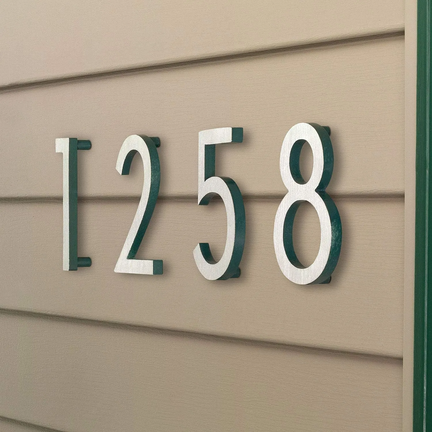 Montague Metal Products MHN-12-F-GY2-8 Solid Brushed Aluminum Modern Floating Address House Numbers, 12", Satin Nickel Powder Coated Gray Two-Tone