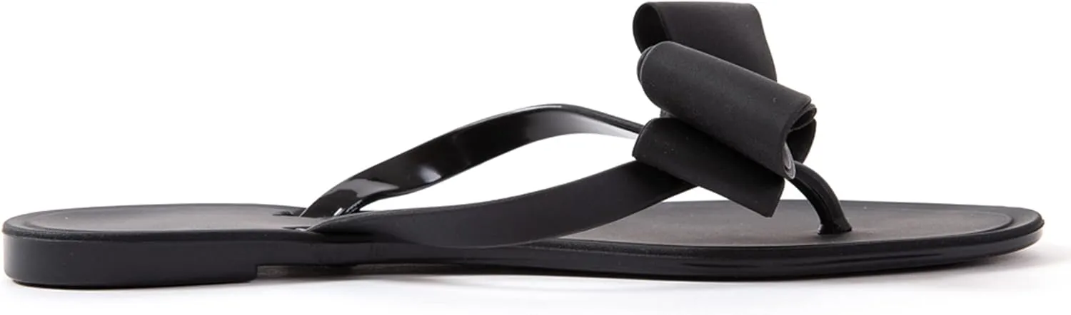 Mtzyoa Women Flip-Flops Flat Sandals Jelly Bow Beach Flat Rivets Rain Cute Dressy Summer Sandals