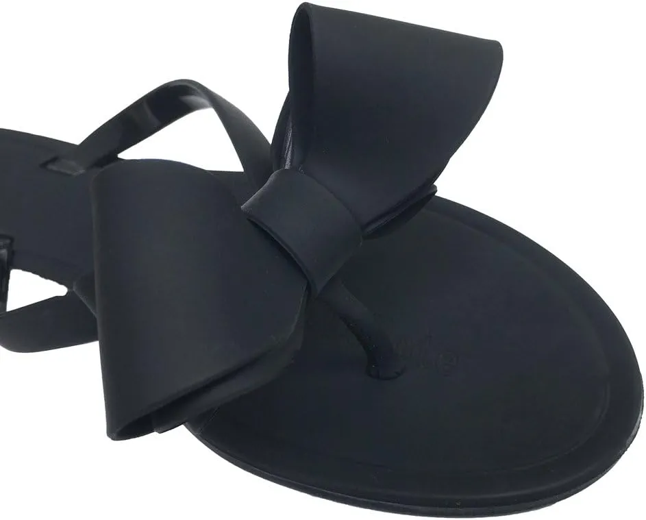 Mtzyoa Women Flip-Flops Flat Sandals Jelly Bow Beach Flat Rivets Rain Cute Dressy Summer Sandals