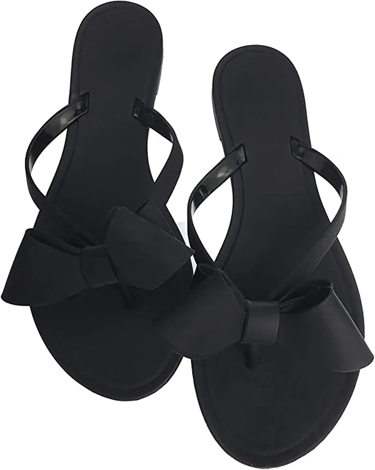 Mtzyoa Women Flip-Flops Flat Sandals Jelly Bow Beach Flat Rivets Rain Cute Dressy Summer Sandals