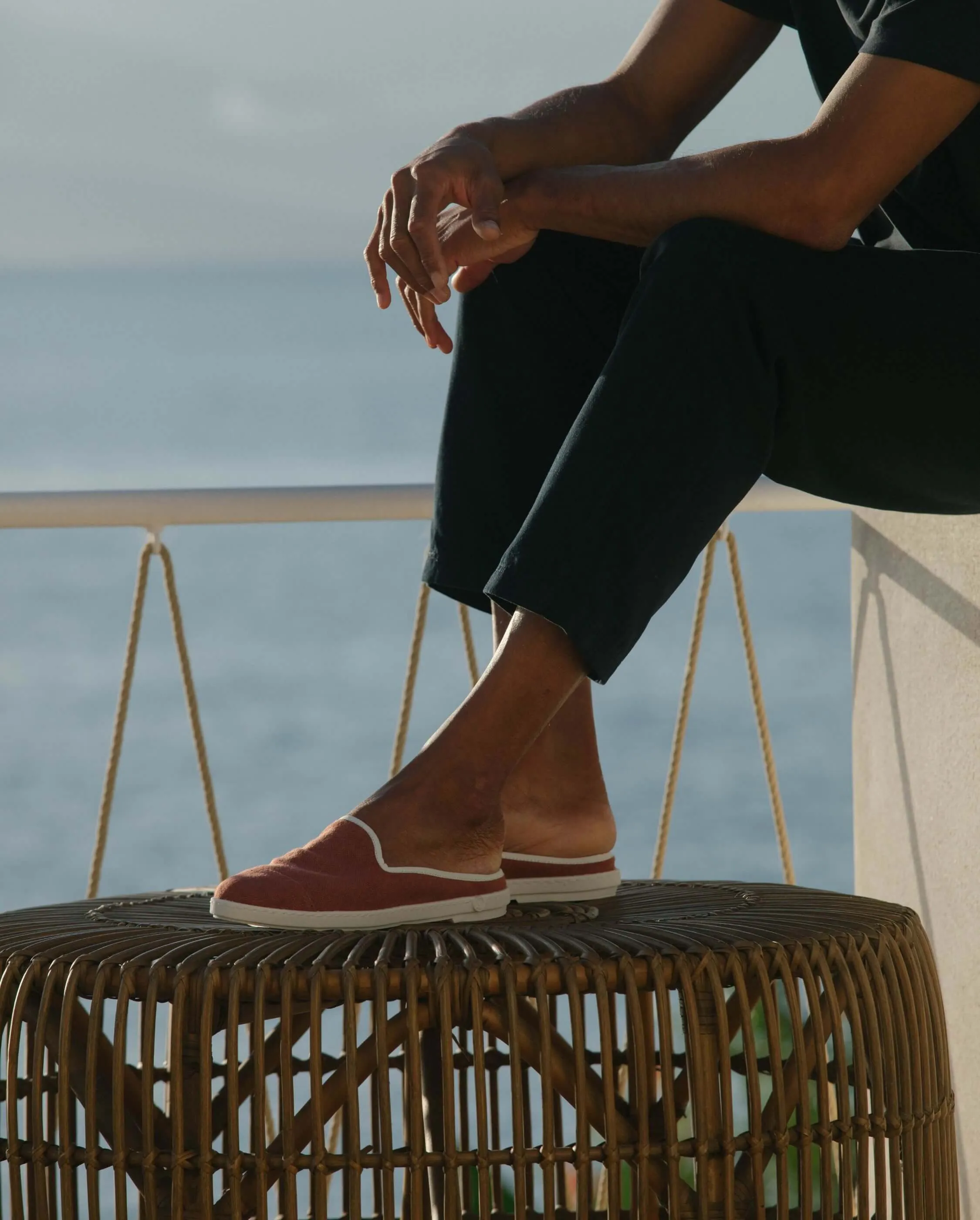 Mule homme lin, terracotta