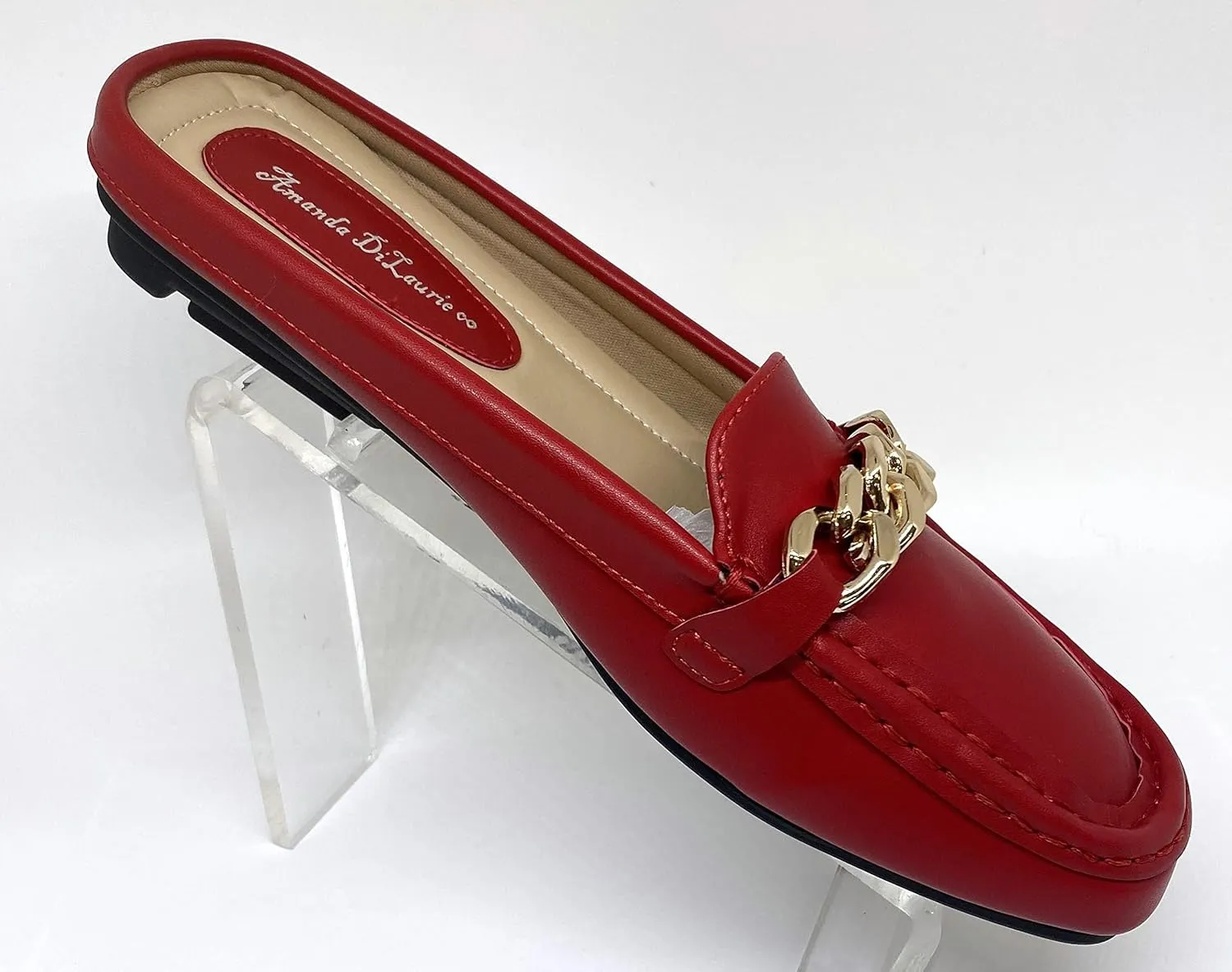 Mules for Women Flats Backless Comfortable Slip On Gold Chain/Emma