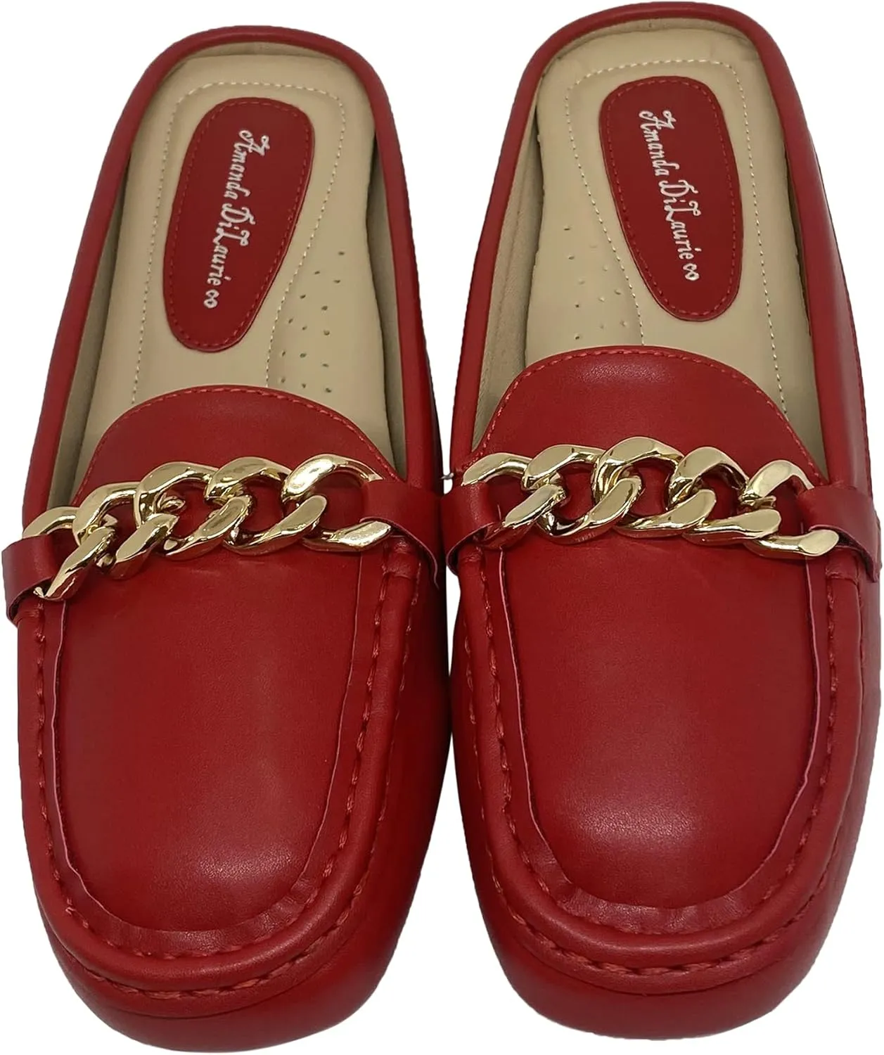 Mules for Women Flats Backless Comfortable Slip On Gold Chain/Emma