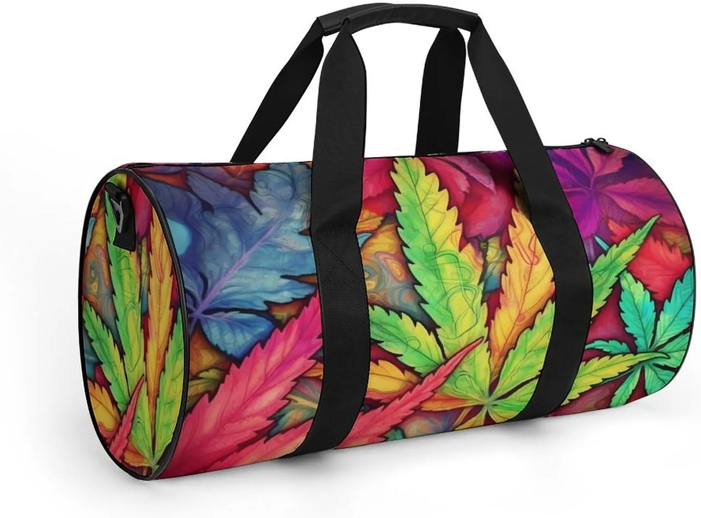 MultiColor Leaf Weed Art Duffel Bag for Men Women Gym Bag Sports Small Overnight Bag for Travel Weekender, 17.7in/9in/9in, XB0606009