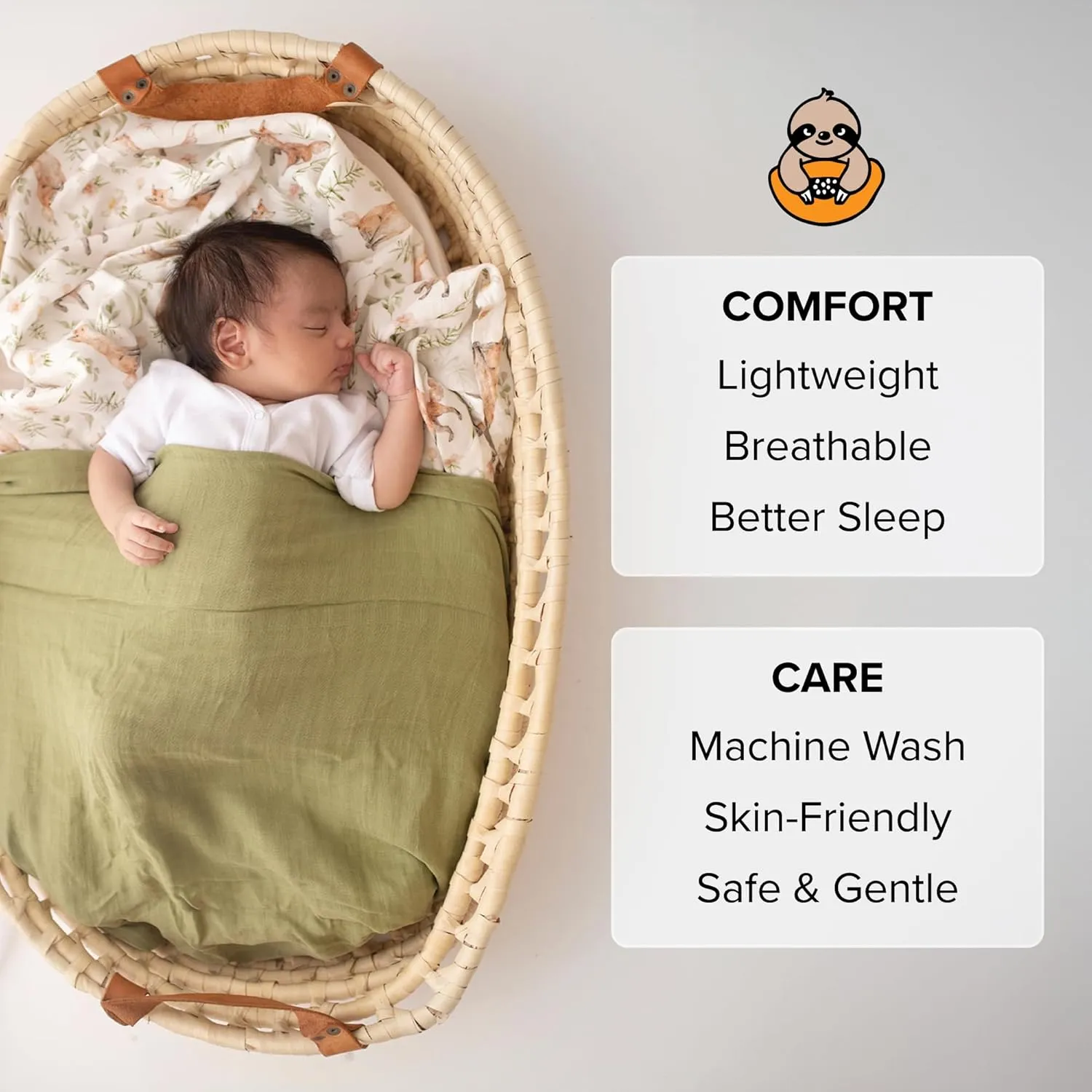 Muslin Swaddle Blankets for Newborns – Safari Animal Print & Toast Brown, Soft Bamboo Viscose & Cotton Muslin Baby Swaddle Set, Gender Neutral Receiving Blanket with Gift Bag, 2-Pack