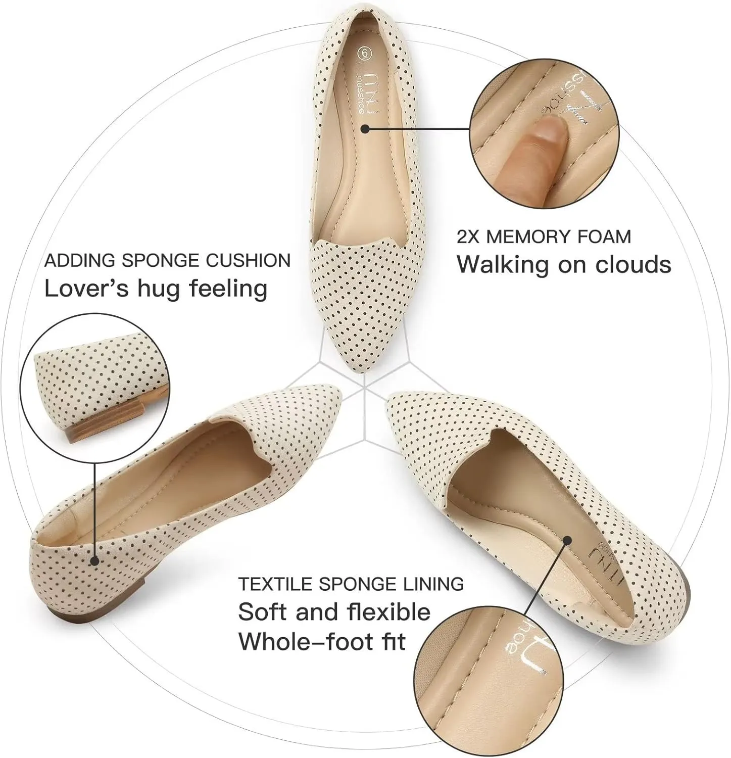 MUSSHOE Flat Shoes Women Comfortable Slip on Women's Flats
