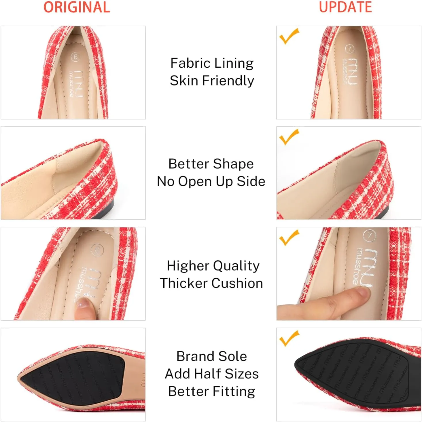 MUSSHOE Flat Shoes Women Comfortable Slip on Women's Flats